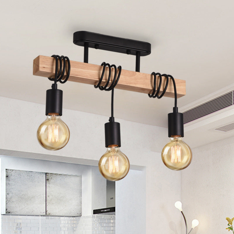 American Retro Woodwork Ceiling Light For Home Use