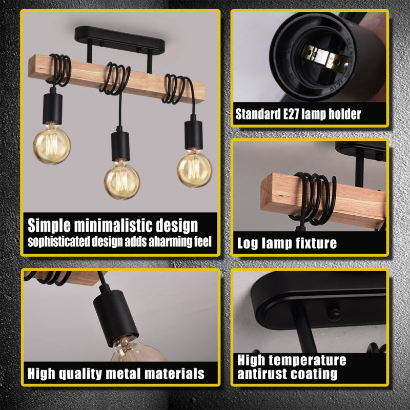 American Retro Woodwork Ceiling Light For Home Use