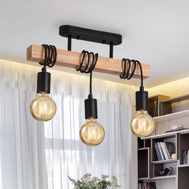 American Retro Woodwork Ceiling Light For Home Use
